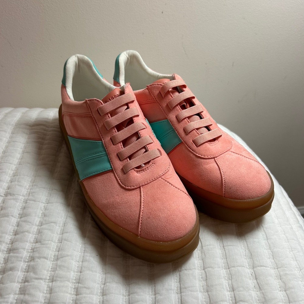 Franco Sarto Womens Pink Teal Platform Sneakers Low Top Gum Sole Shoes Size 10M